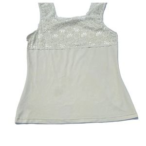 Cinema Etoile Camisole Women's Size M Vintage Cream Satin Lace Tank Top